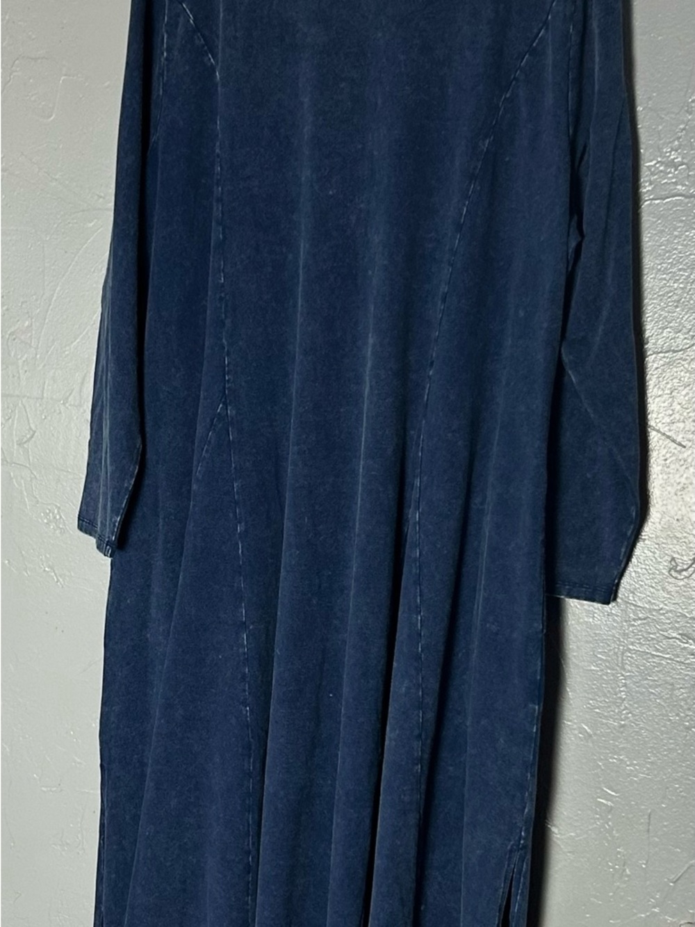 Soft Surroundings Janet knit denim look Maxi Dress w/Long Sleeves minimalist - Picture 6 of 15